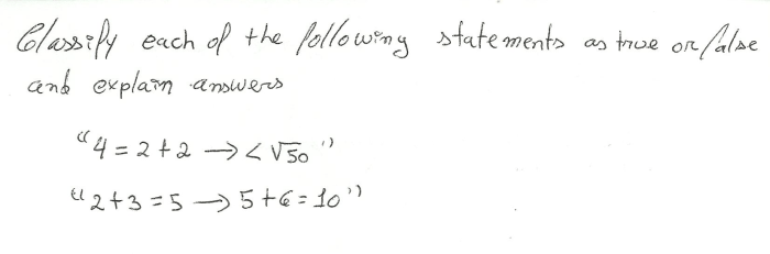 Classify the statements as true or false.