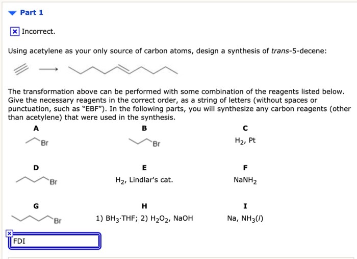 Acetylene carbon source using only bromobutane route production synthetic identify atoms diagram providing missing information below solved